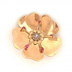 Broche Or Jaune Rubis et...