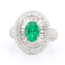 Bague Or Blanc Emeraude et...