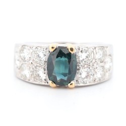 Bague Or Blanc Saphir et...