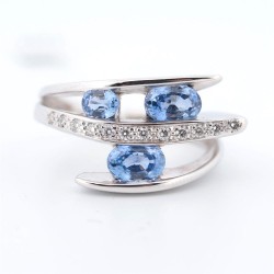 Bague Or Blanc Saphir et...