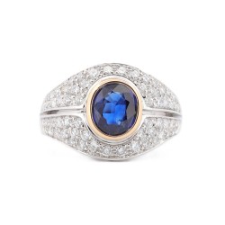 Bague Or Blanc Saphir et...