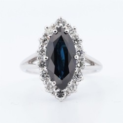 Bague Or Blanc Saphir et...