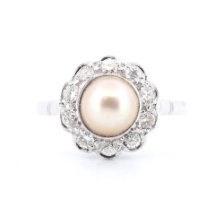 Bague Or Blanc Perle et...